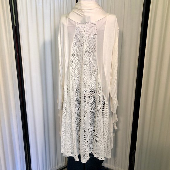 Bundle of two La Vanya Lace Cardigans in ivory & tan Sz 3XL - Picture 4 of 13